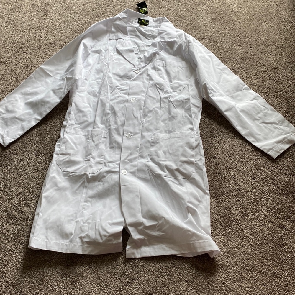 Natural Uniforms White Long Sleeve Lab Coat Size M Medical Scrub